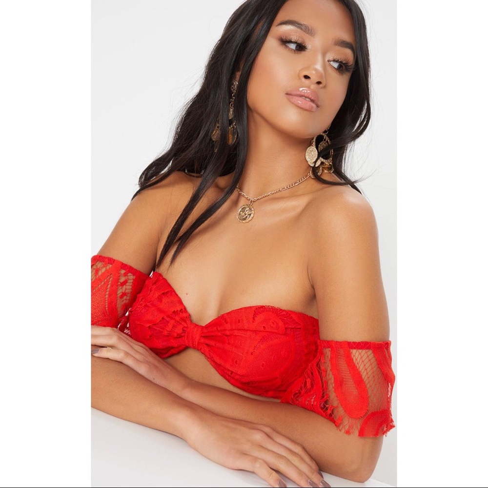 Brand New With Tags- Red Lace Top- US 8